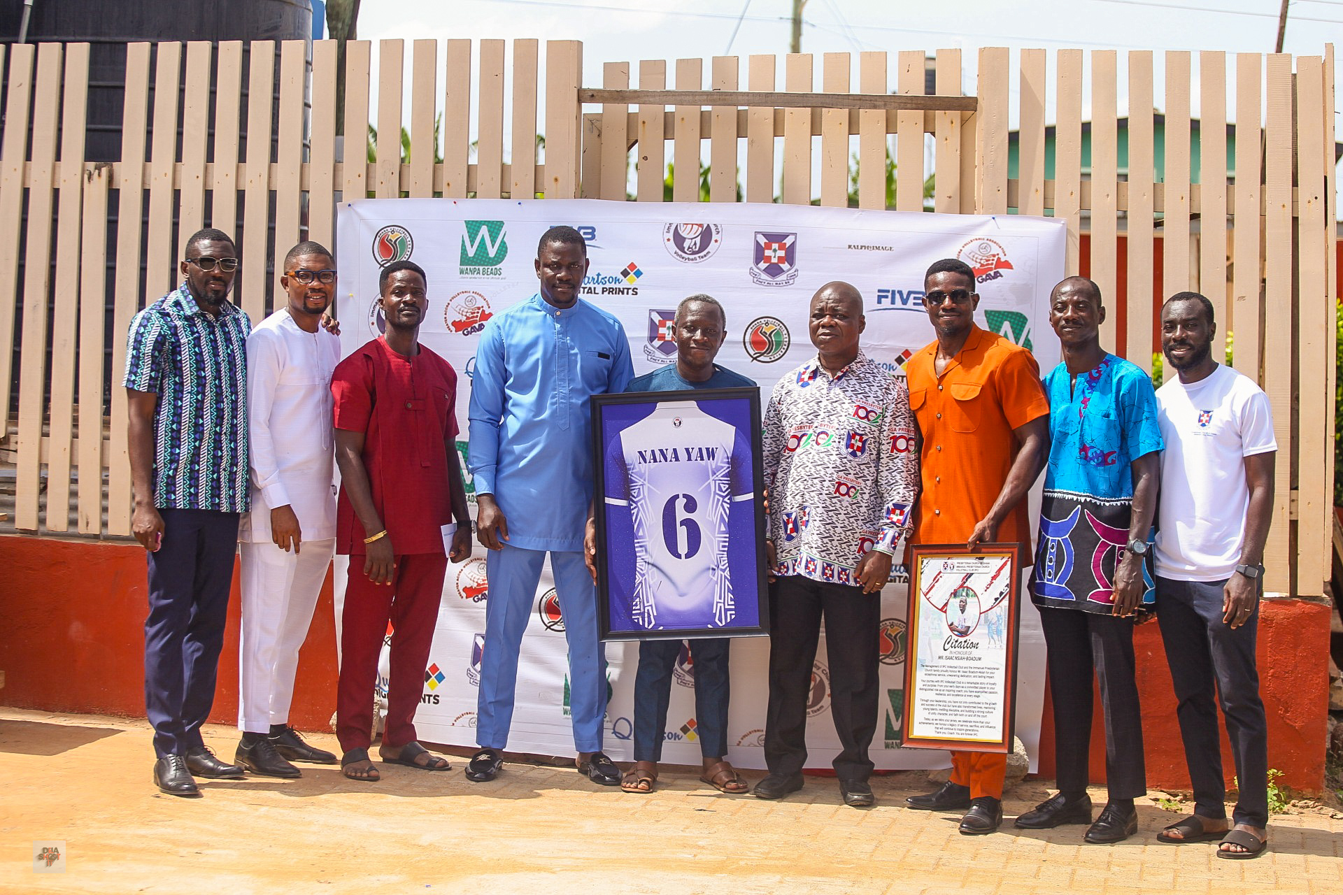 Club officials and supporters at the retirement ceremony