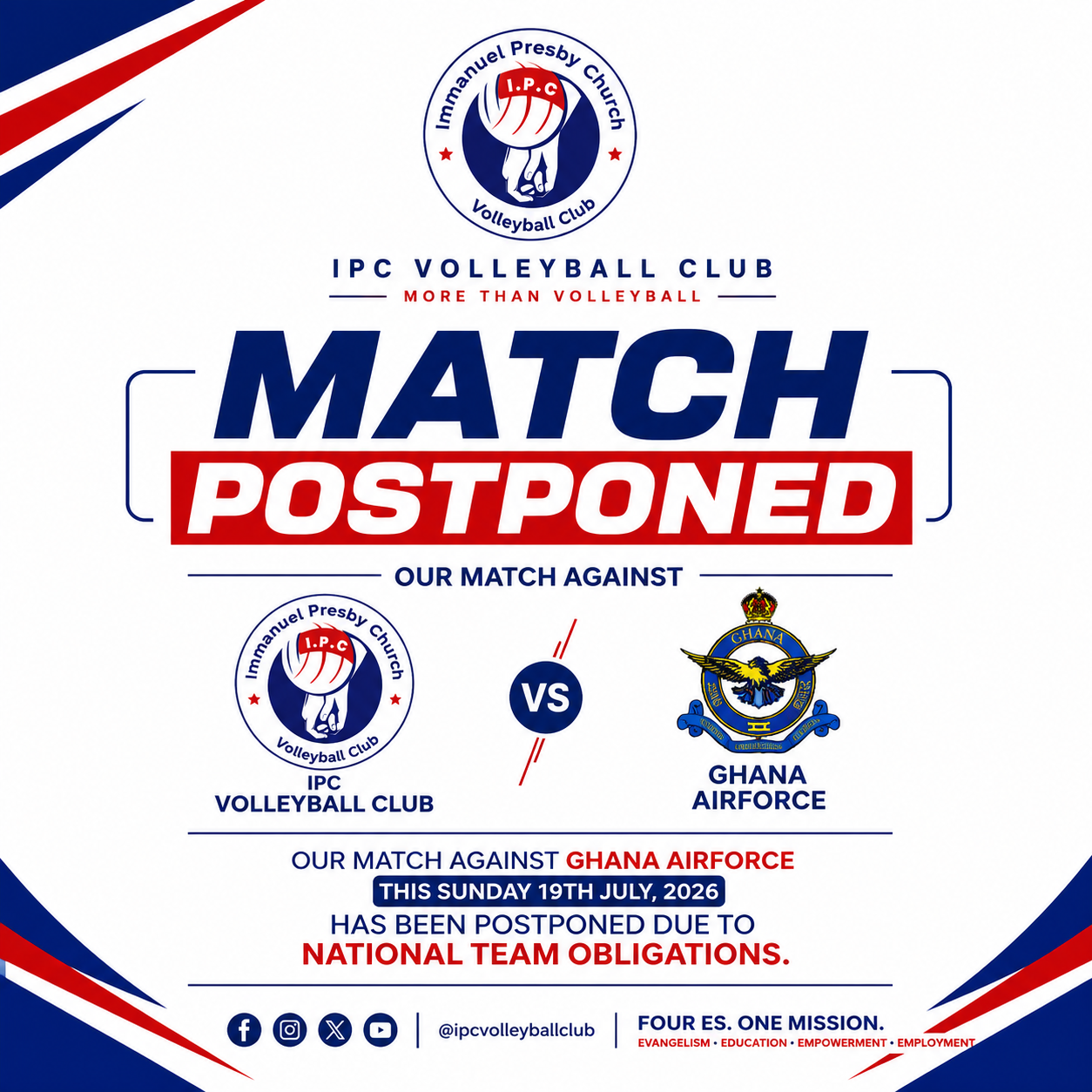 GAVA League Fixture Against Ghana Airforce Postponed