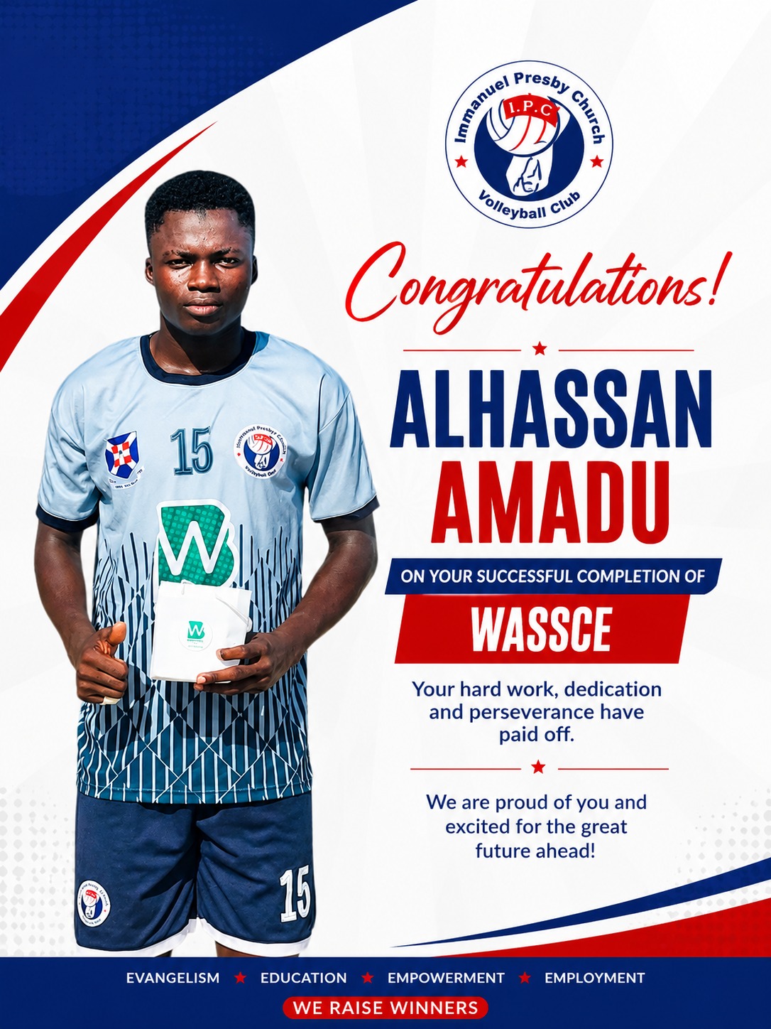 IPC Volleyball Club Celebrates Alhassan on Completing WASSCE