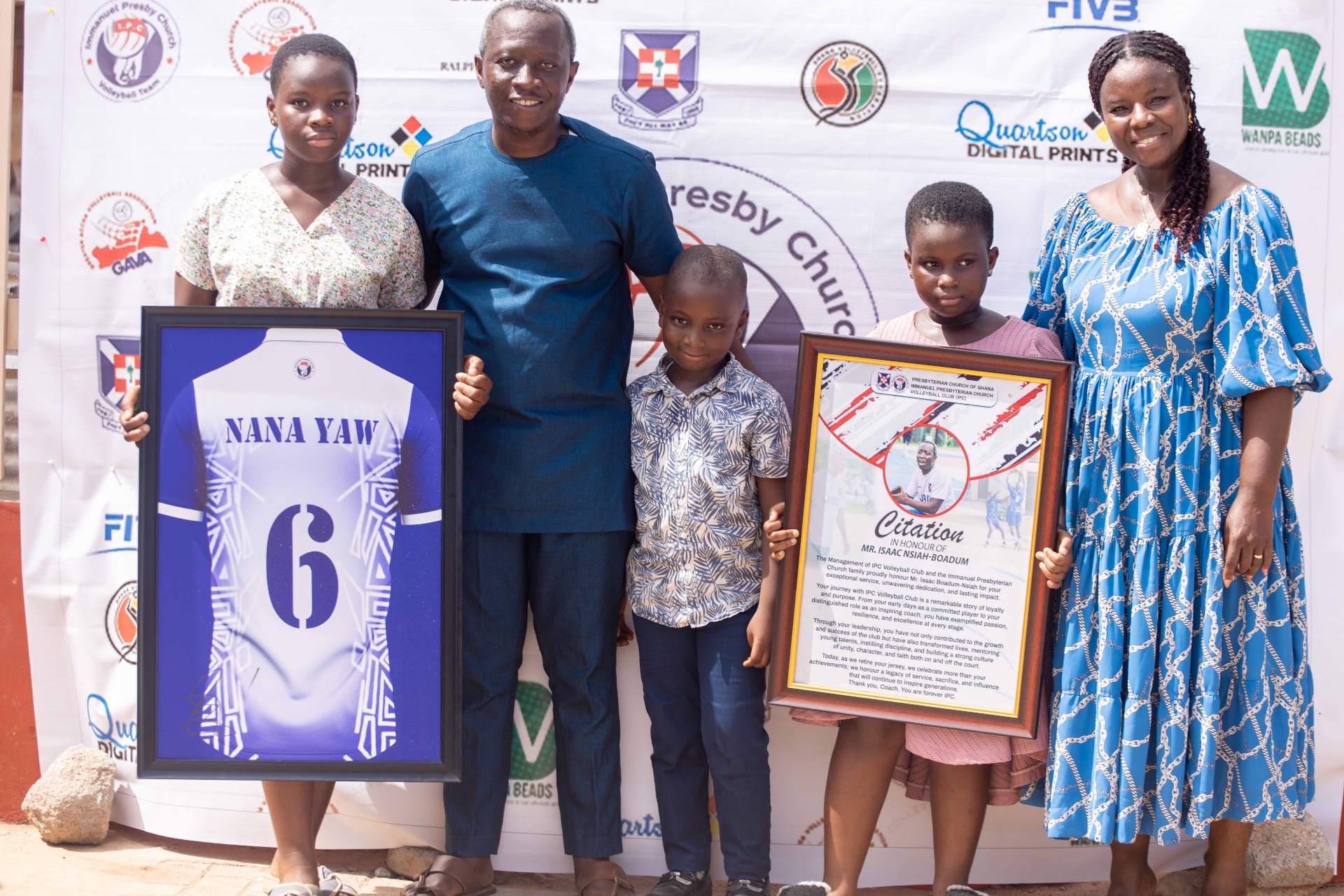 A family moment with the retired Number 6 jersey